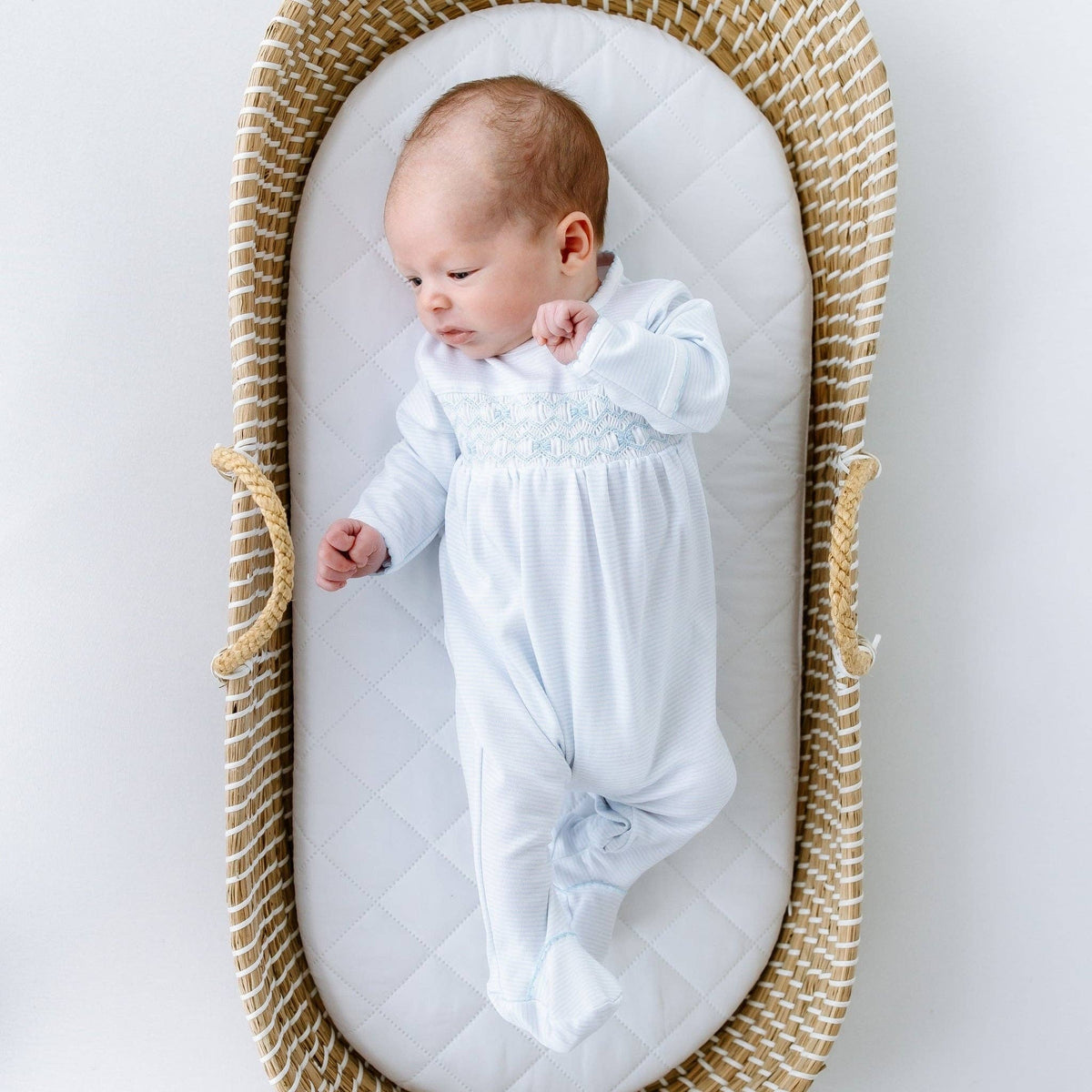 Jacob Smocked Footie - Light Blue