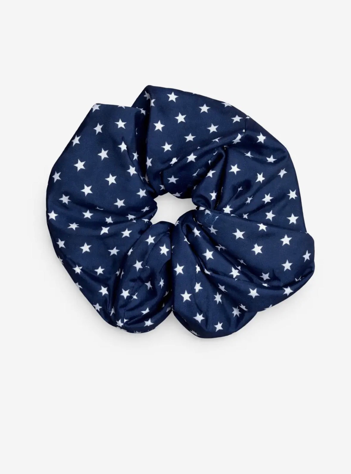 Navy Blue Stars Satin Hair Scrunchie