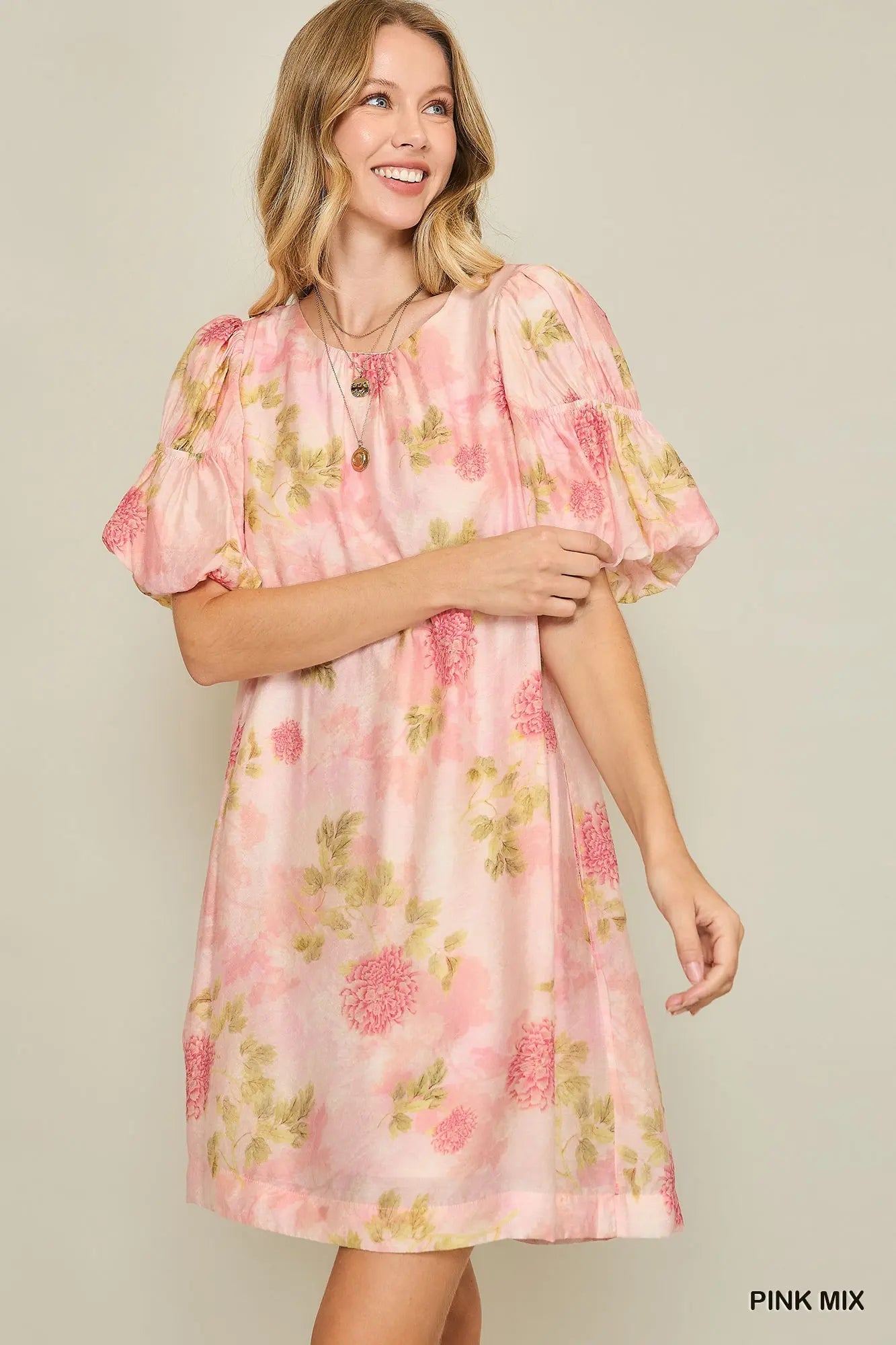 Floral Print Puff Sleeve Dress