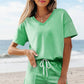 Comfy V Neck Tee & Pockets Shorts Set | S-XL