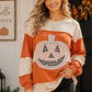 Pumpkin Appliqué Color Block Pullover