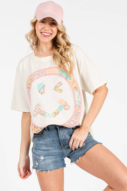 BOHO PATCHWORK SMILEY TEE