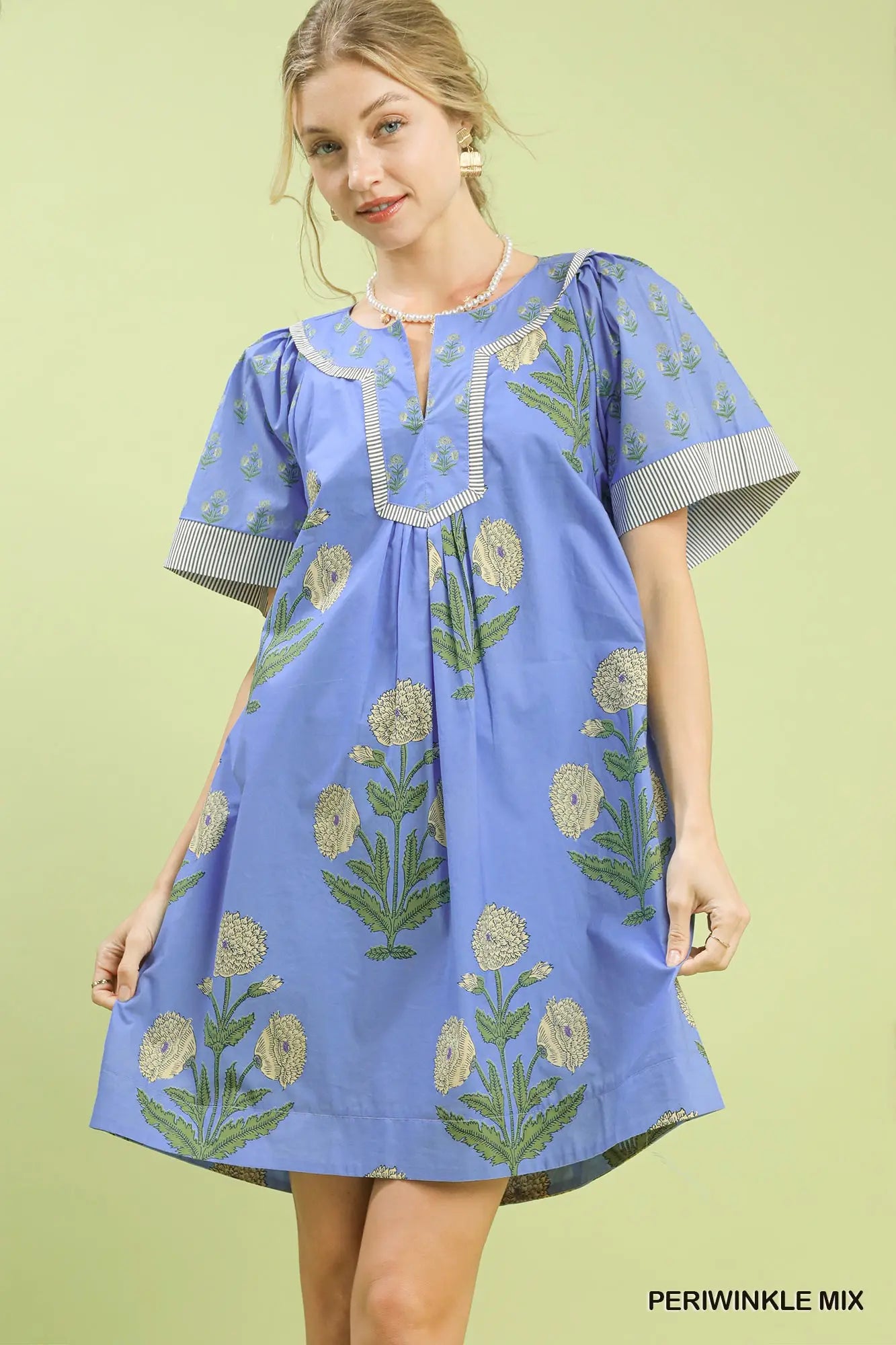 Floral Block Printed Babydoll Dress