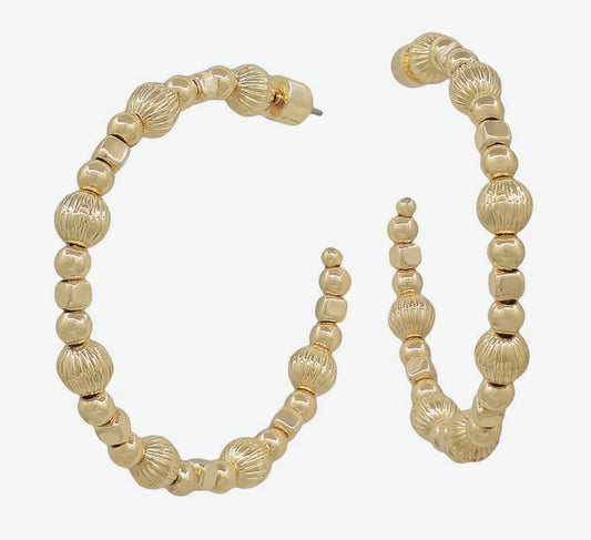 Gold Beaded Hoops