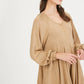 Drawstring Cuff Knit Babydoll Dress LD0804