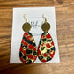 Red/Black Earrings with Gold Flakes