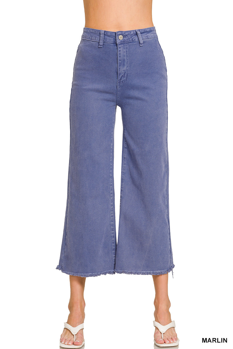 Acid Wash High Waisted Frayed Hem Jeans