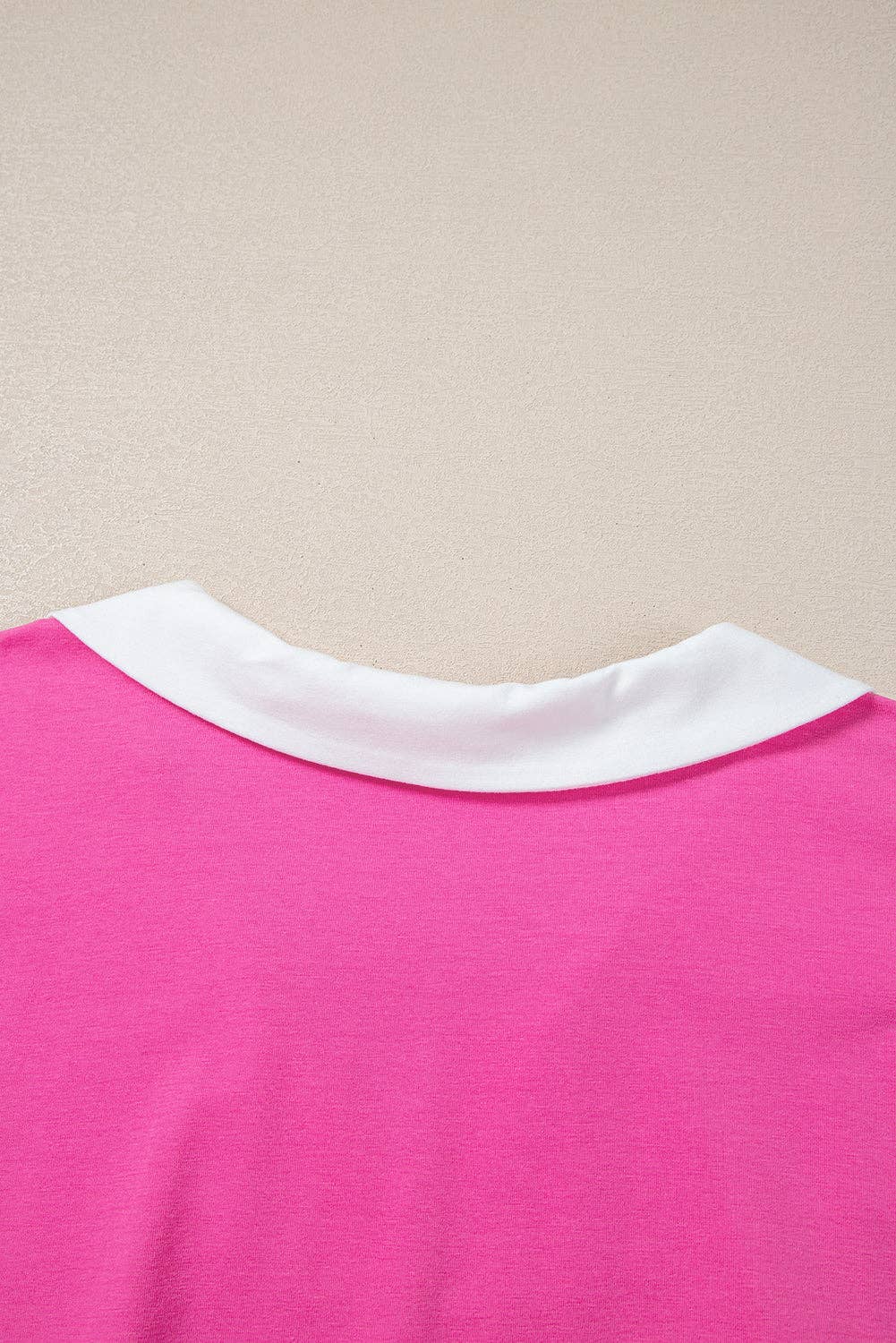 Contrast Trim Collared Split Neck Short Sleeve Plus Size Top