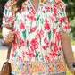 Floral Print Striped Blouse