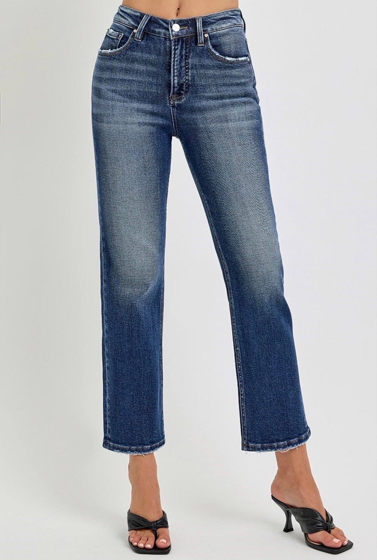 Dark High Rise Cropped Jeans