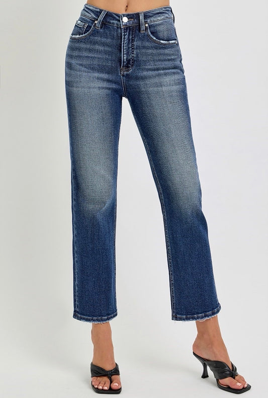 Dark High Rise Cropped Jeans