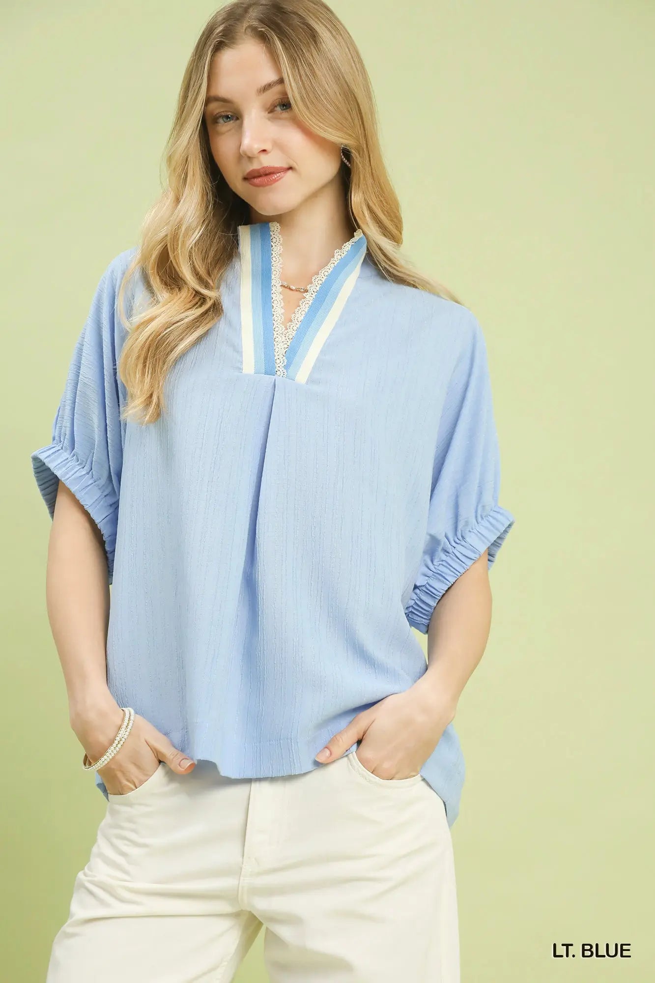 Textured V-Neck Top