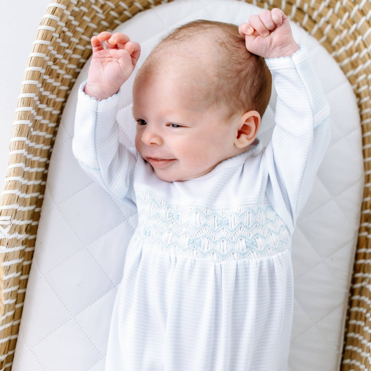 Jacob Smocked Footie - Light Blue