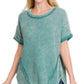 Round Neck Acid Wash Top
