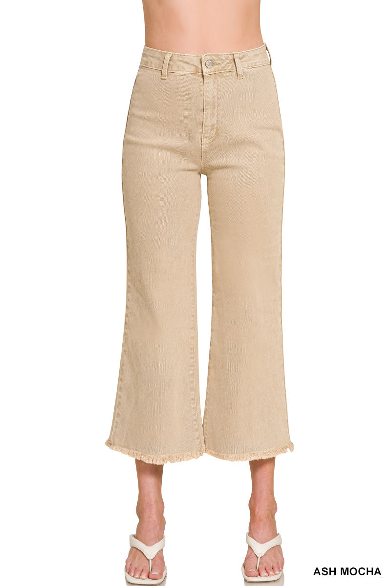 Acid Wash High Waisted Frayed Hem Jeans