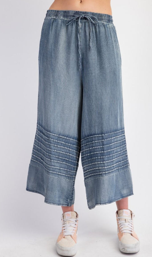 Plus Denim Wide Leg Pant