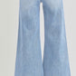 High Rise Ankle Wide Leg Patch Front Jeans