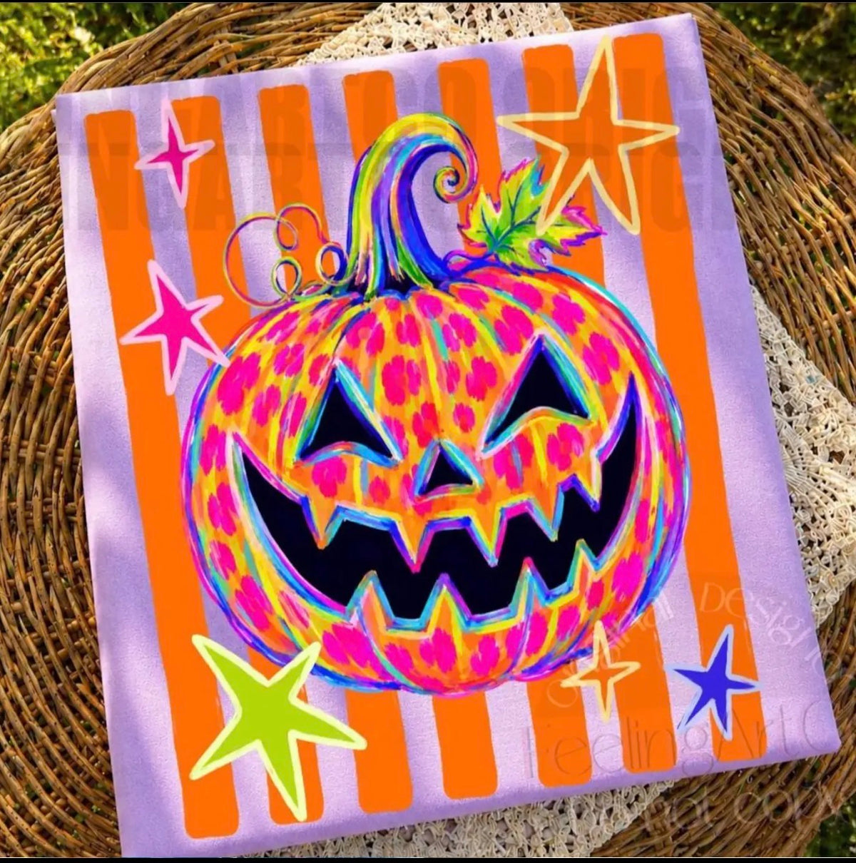 Neon Pumpkin Halloween Vibes Graphic Tee