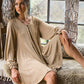 Drawstring Cuff Knit Babydoll Dress LD0804