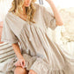 V-Neck Striped 100% Cotton Tiered Woven Dress VD81038