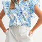 Chic Floral Print Ruffle Frilly Button Up Shirt | S-XL