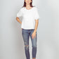 NT11467-Half Puff Sleeve Crinkle Knit Top