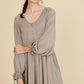 Drawstring Cuff Knit Babydoll Dress LD0804