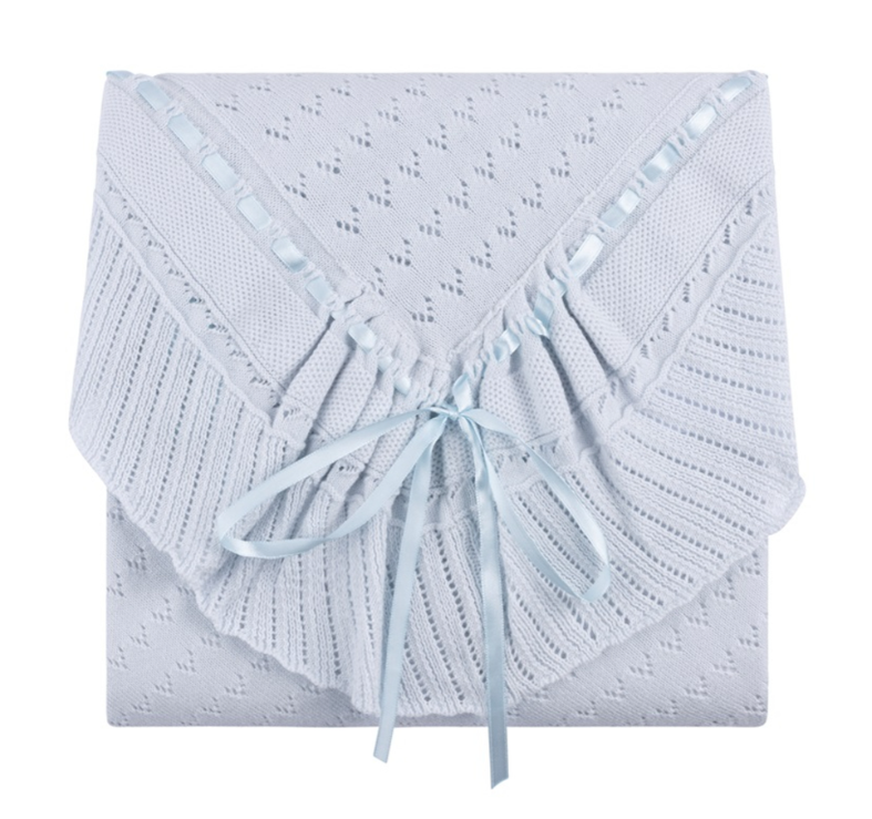 Pointelle Knit Ruffle Blanket