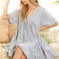 V-Neck Striped 100% Cotton Tiered Woven Dress VD81038