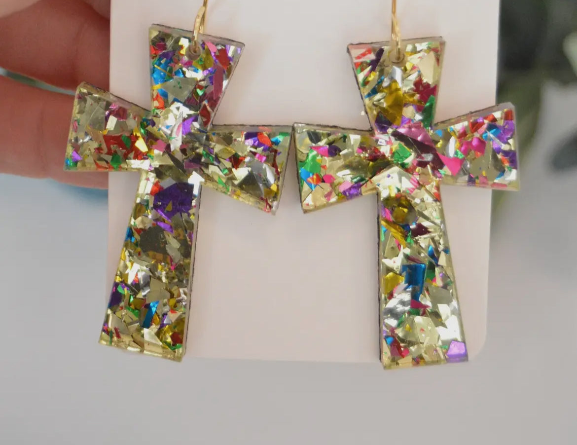 Colorful Cross Earrings