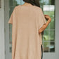 Gray Short Sleeve Side Slit Oversized Sweater