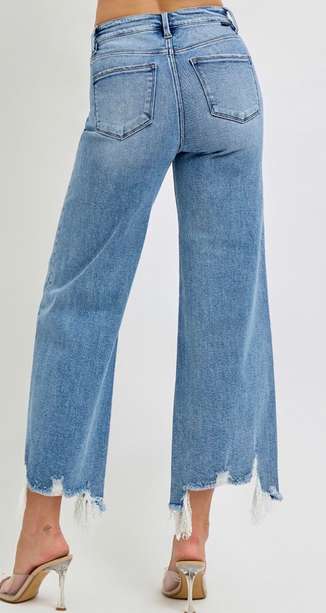 High Rise Crop Hem Jeans