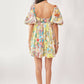PLUS FLORAL PUFF SHORT SLEEVE BABYDOLL MINI DRESS