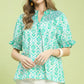 Mix Boho Puff Sleeve Smocked Top
