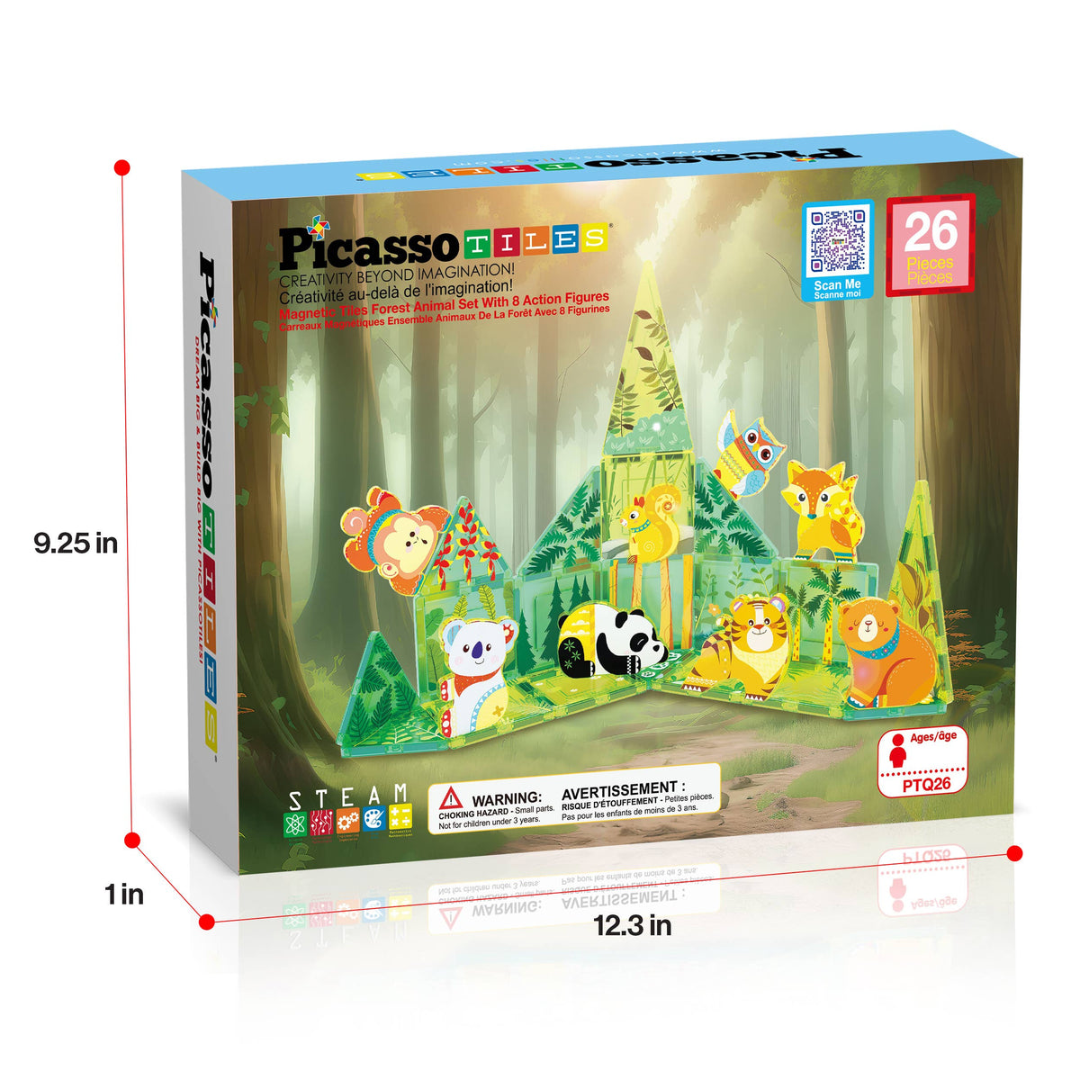 PicassoTiles 26 Piece Forest Animal Magnet Tile Set