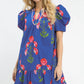 Blue Scallop Trim Dress