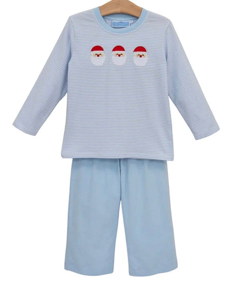 Santa Trio Pant Set- Blue