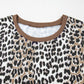 Khaki Leopard Contrast Trim Short Sleeve Loose Plus Size Top