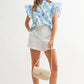 Chic Floral Print Ruffle Frilly Button Up Shirt | S-XL