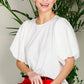 Round Neck Short Bubble Sleeve Woven Blouse Top VT81715B