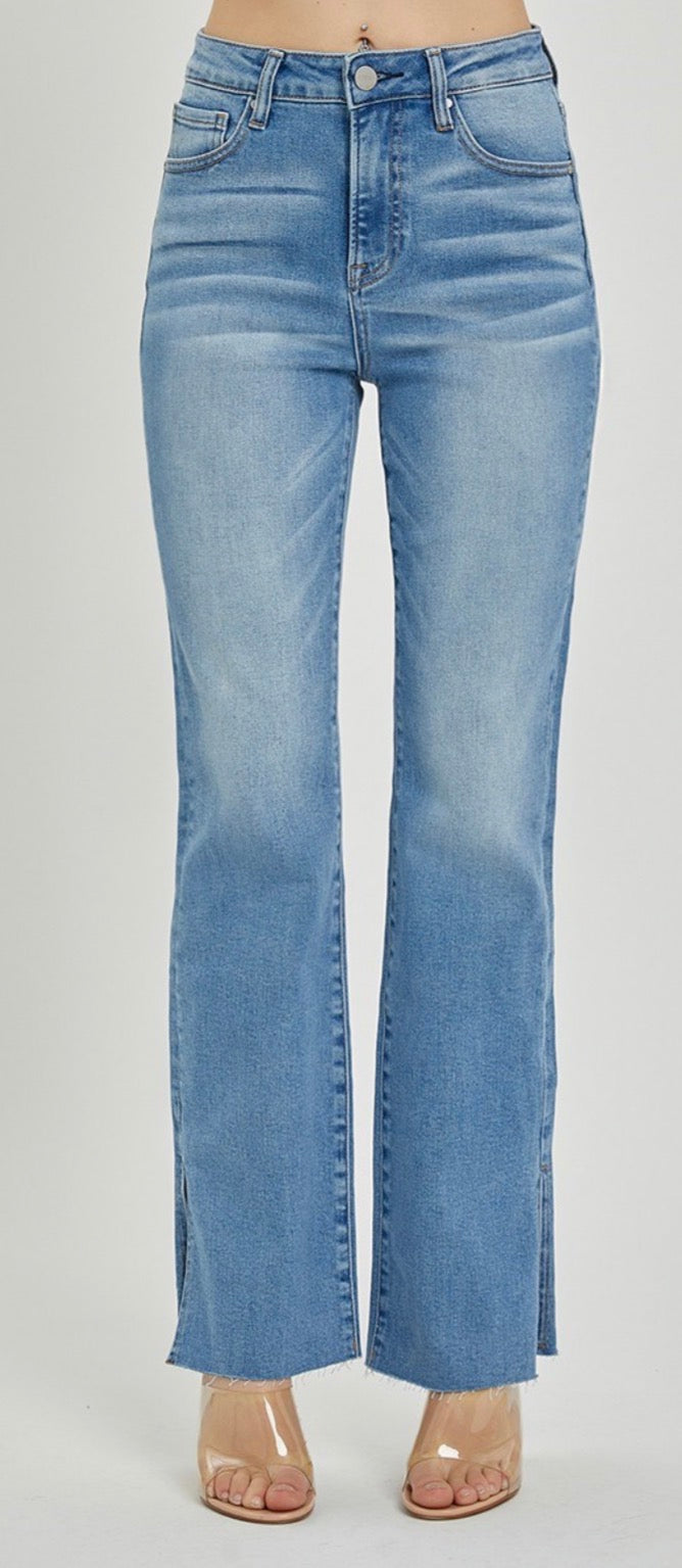 Light Wash Raw Hem Jeans