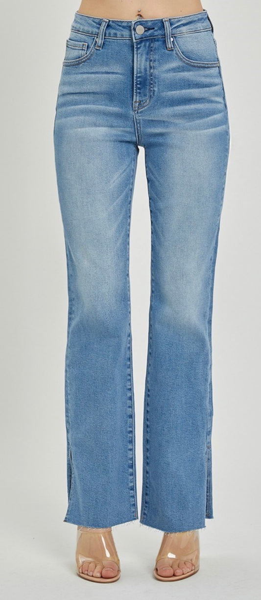 Light Wash Raw Hem Jeans
