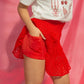Red Lace Skirt with Shorts