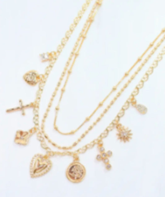 Multi Charm Gold Necklace