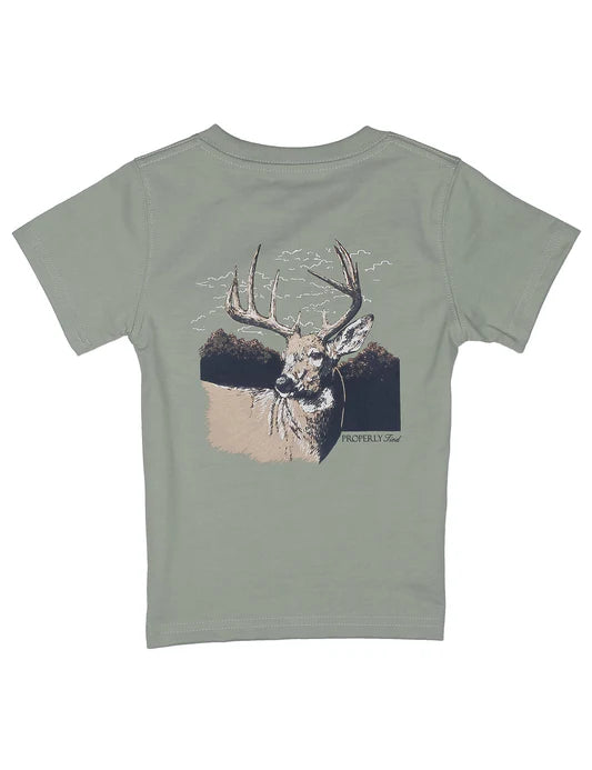 Boys Buck SS Sage Tee