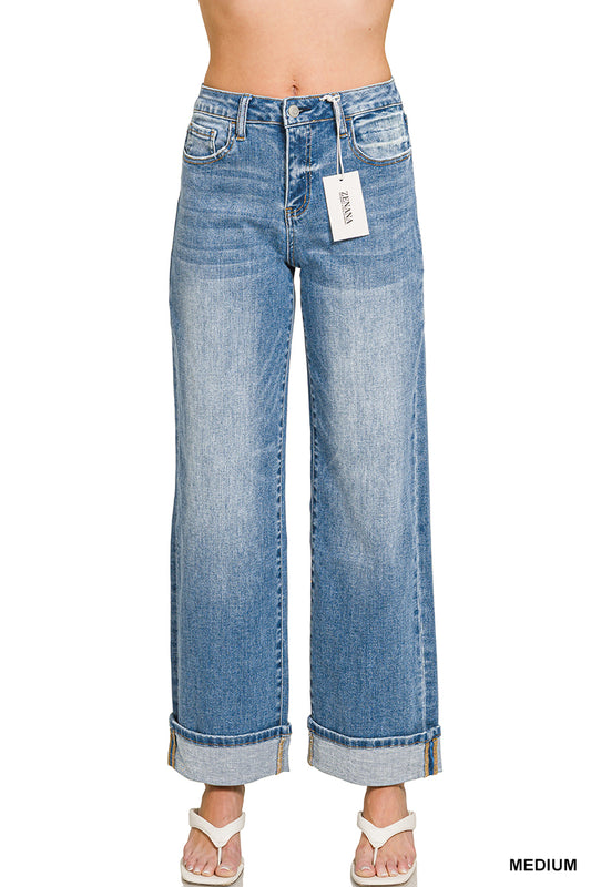 Medium Washed Cuff Jeans