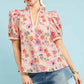 High Collar Split Neck Blouse