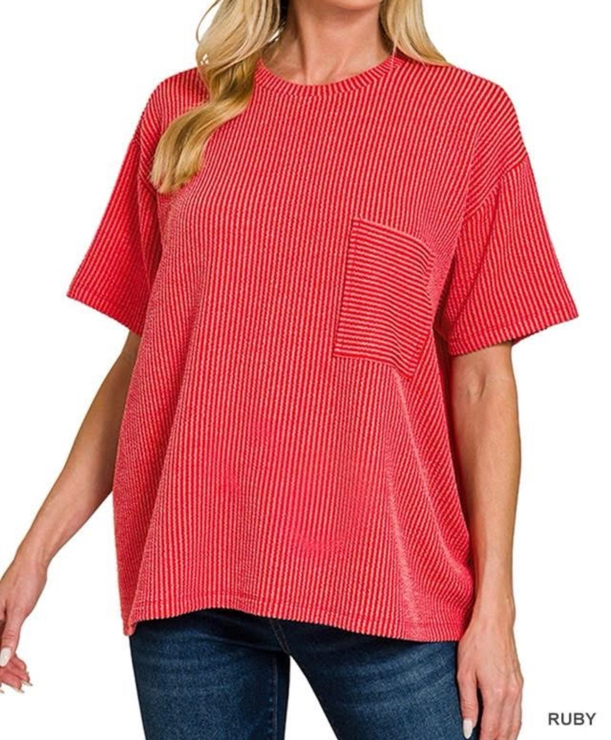 Ribbed Pocket Top
