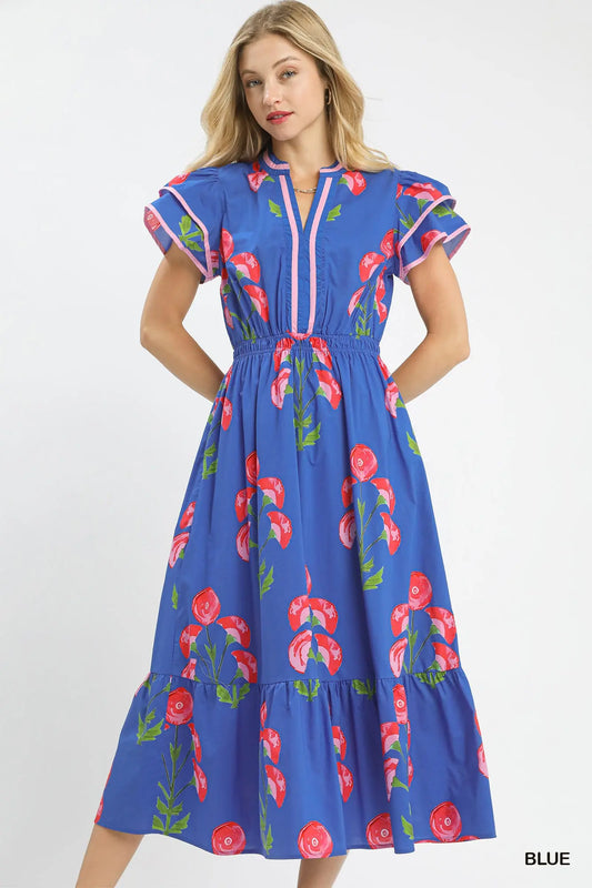 Blossom Meadow Print Midi Dress