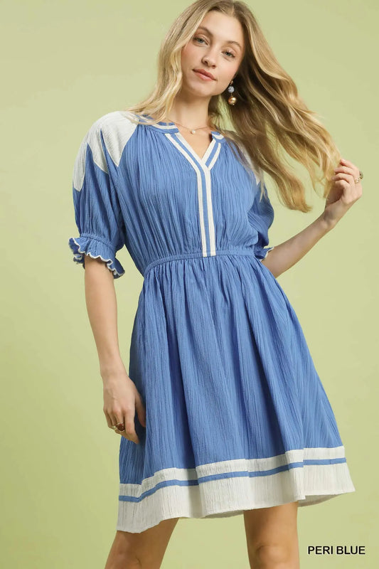 Peri Blue Trim Dress